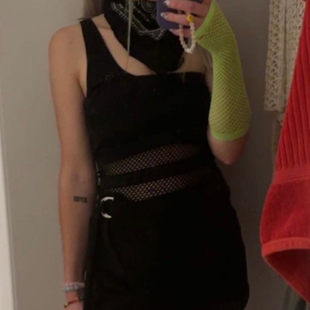 One Shoulder Stretchy Cut Out Mesh Top One Size